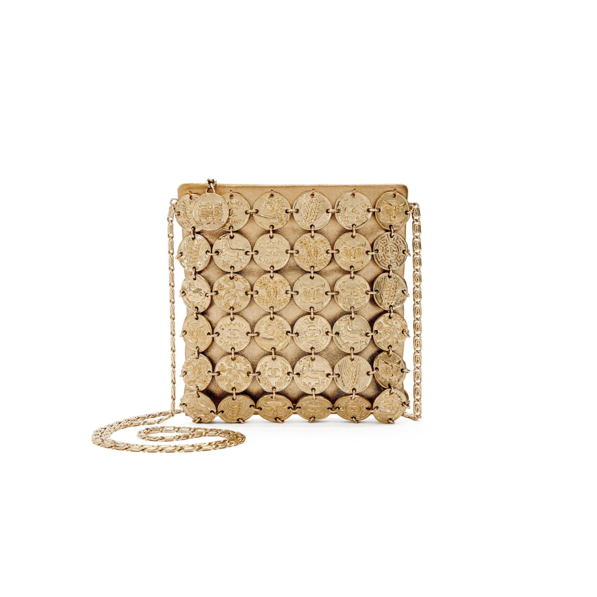 CHANEL MASTER GOLD ARTEMIS METAL COIN EVENING BAG 219456 (17.5*17*1cm）